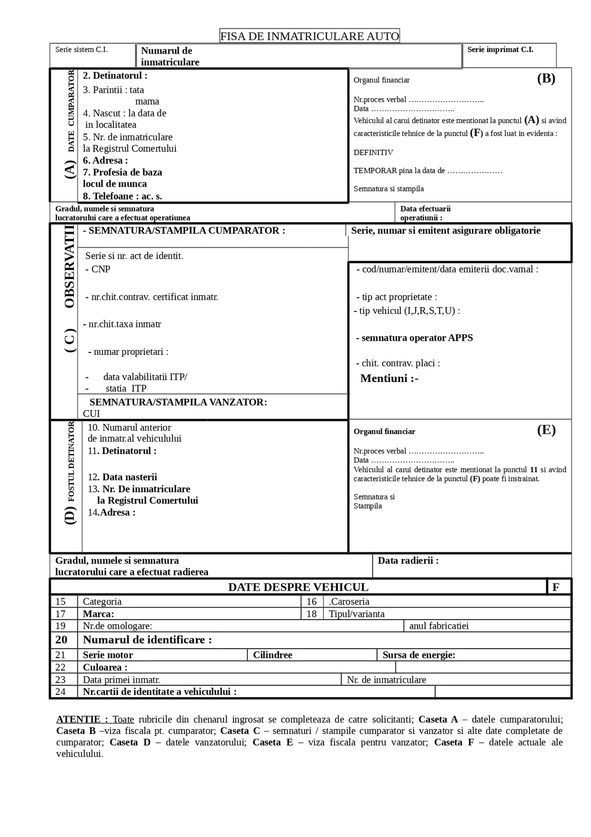 Inregistrarea si inmatricularea remorcilor